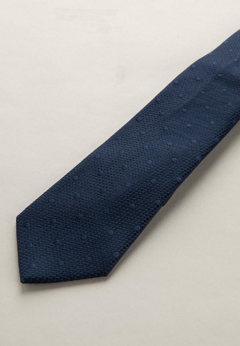 Angelico Cravatta blu pois seta armaturata Vendita