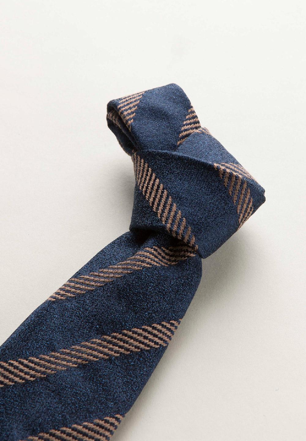 Angelico Cravatta blu moro regimental effetto lana Pezzi Unici