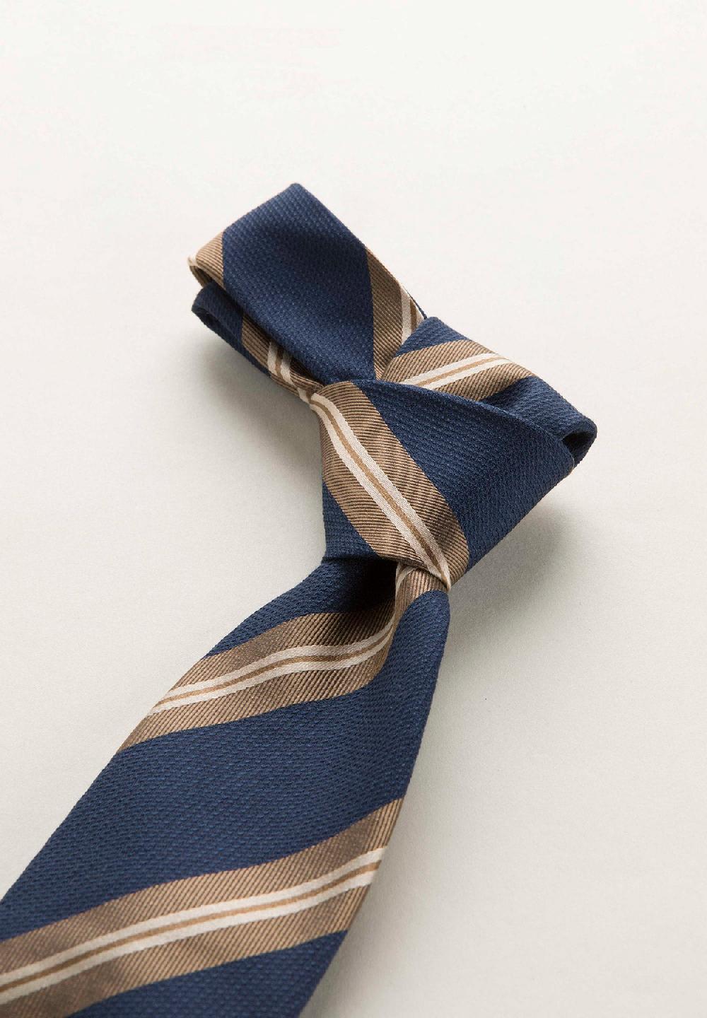 Angelico Cravatta blu nocciola regimental seta cotone Negozi Online