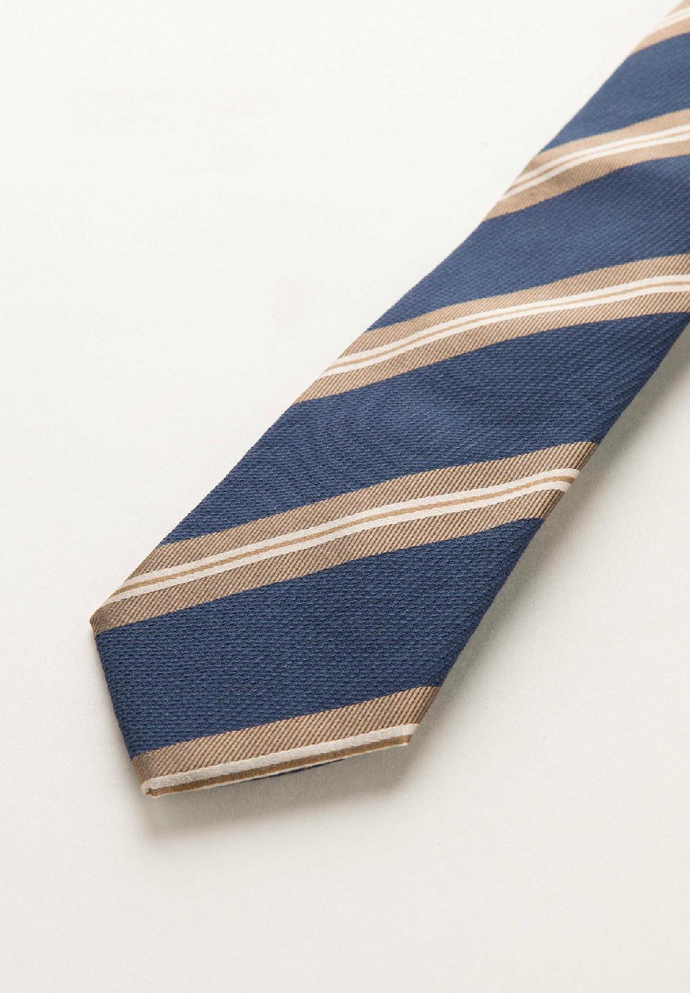 Angelico Cravatta blu nocciola regimental seta cotone Negozi Online