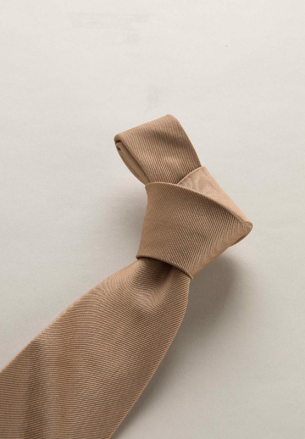 Angelico Cravatta beige seta unita Outlet