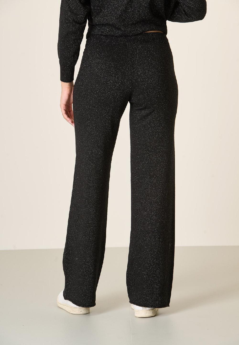 Angelico Pantalone nero lurex in maglia con coulisse Online