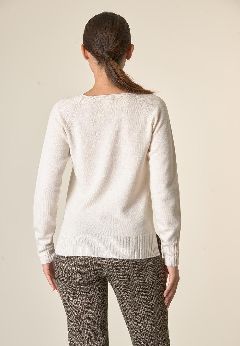 Angelico Cardigan ecrù lana merinos manica raglan Vendita Economica