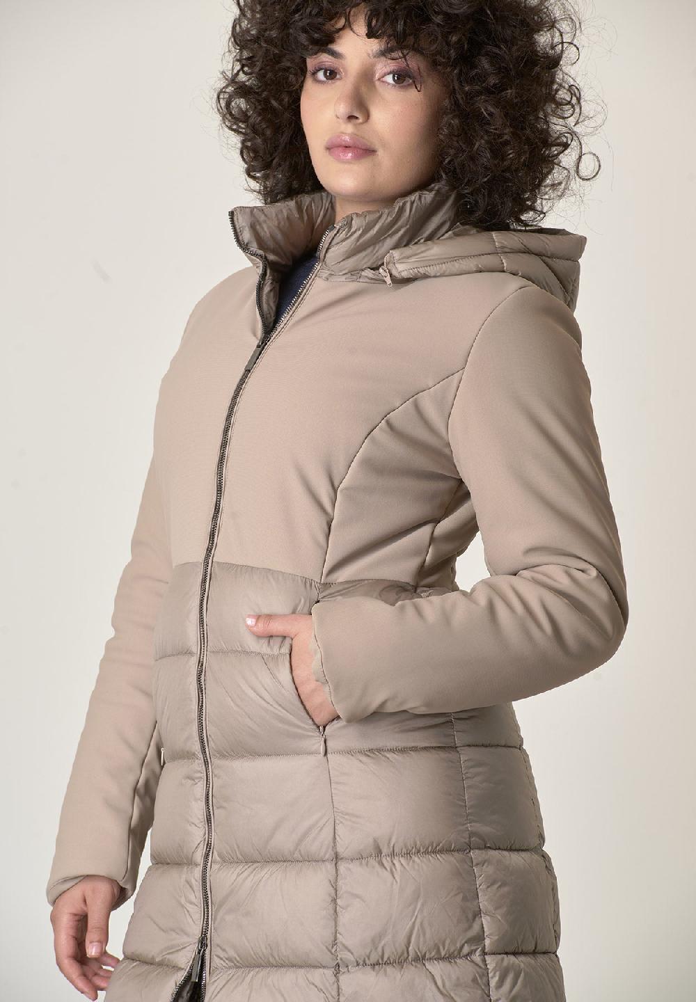 Angelico Piumino beige bi-tessuto trapuntato lunghezza media Vendite Flash
