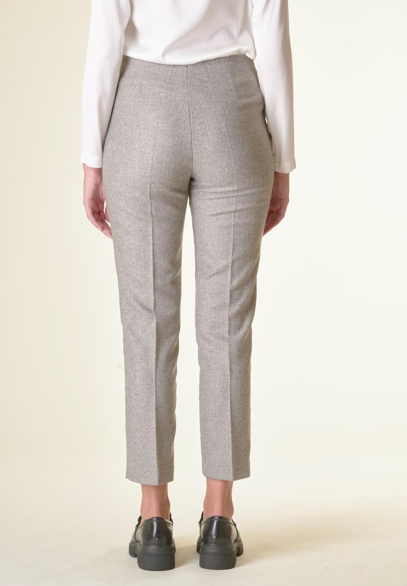 Angelico Pantalone grigio spigato sigaretta lana Moda
