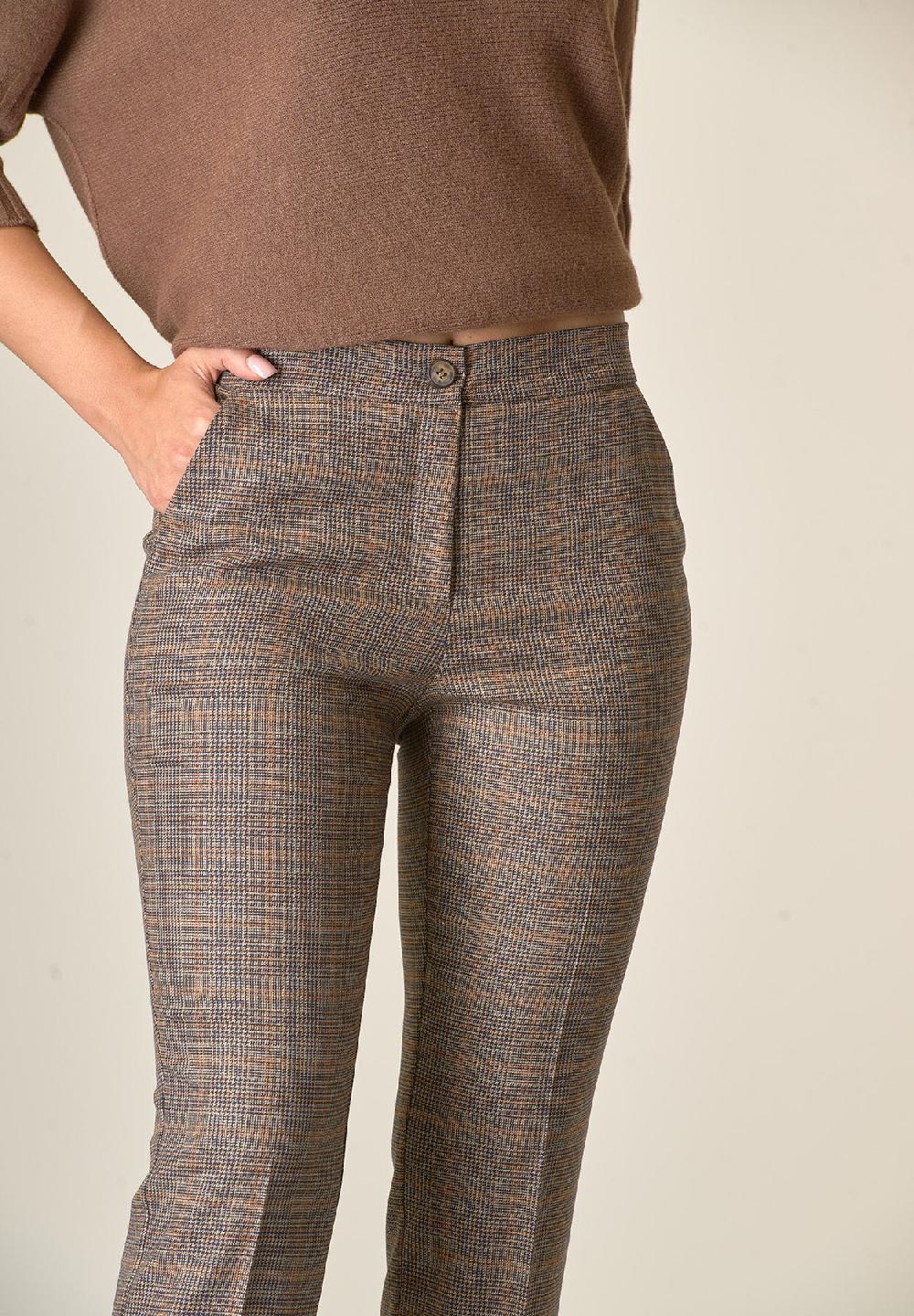 Angelico Pantalone marrone Principe di Galles con risvolto 2025