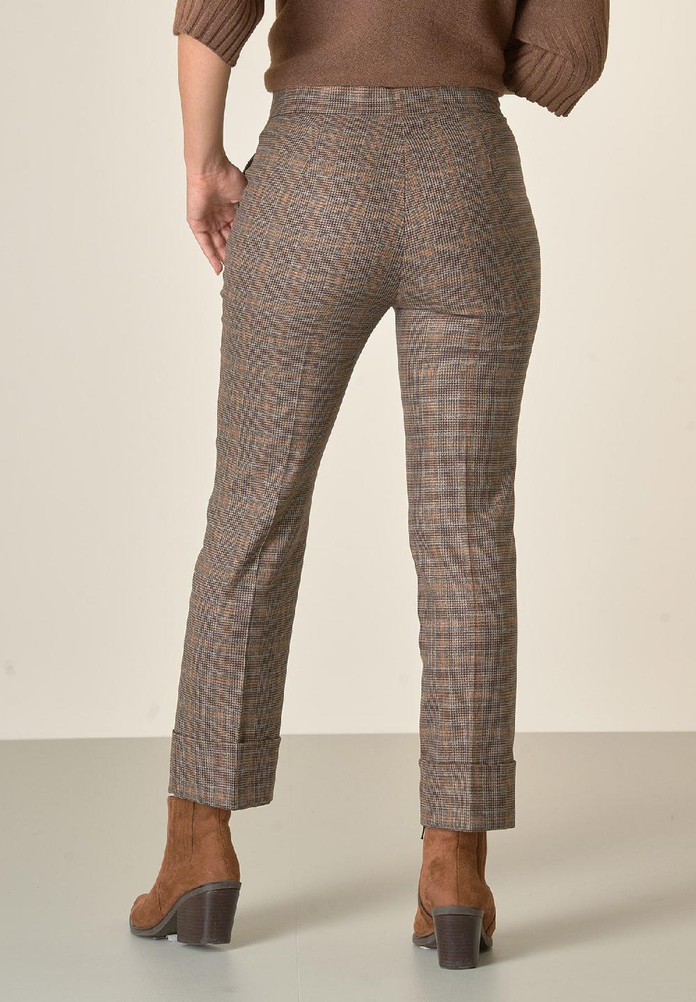 Angelico Pantalone marrone Principe di Galles con risvolto 2025