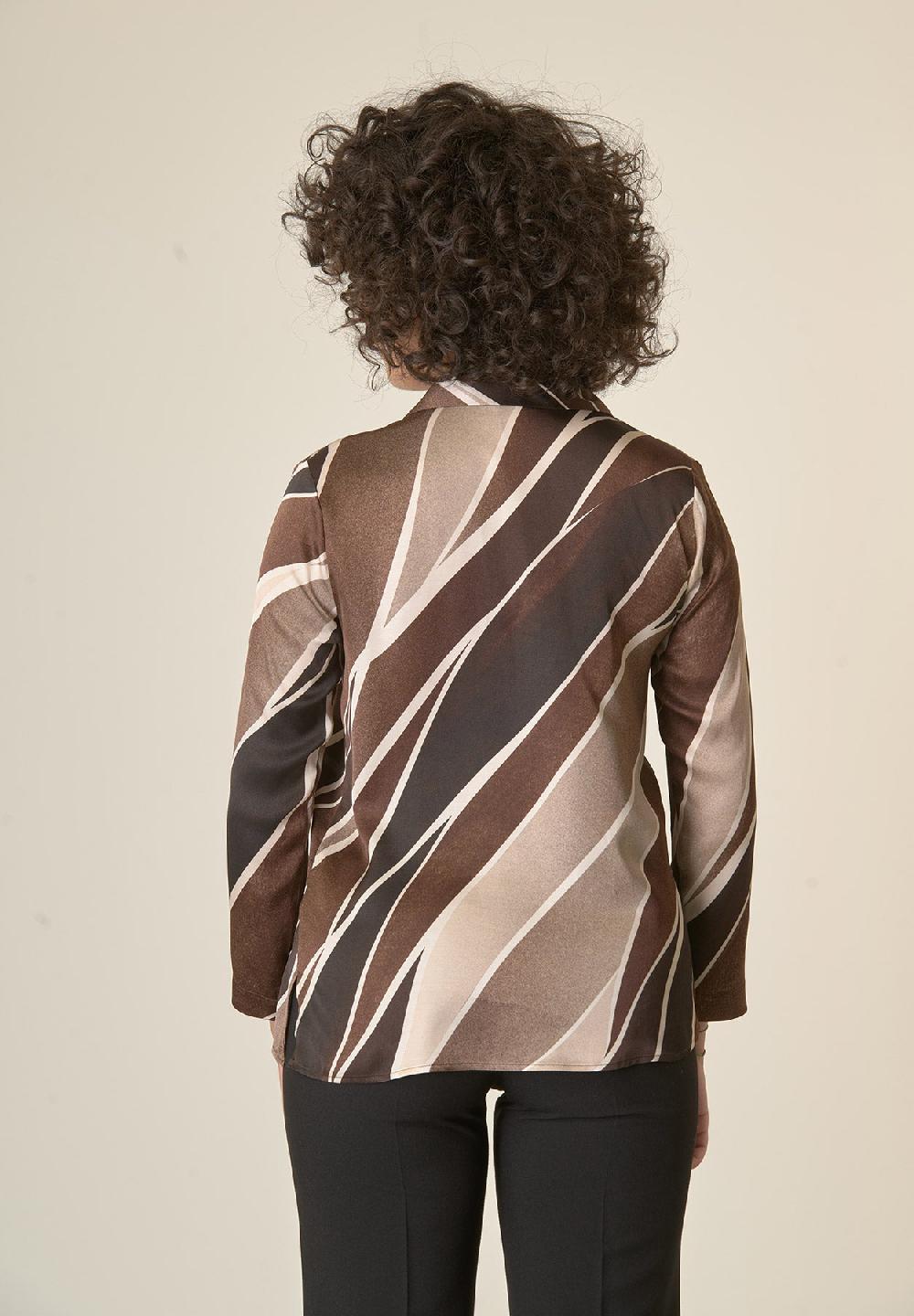 Angelico Camicia marrone fantasia panna scollo V Nuovo
