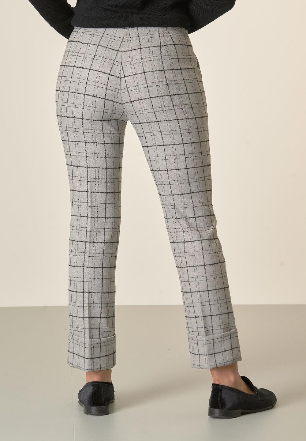 Angelico Pantalone grigio chiaro fantasia quadri risvolto Spedizione Gratuita