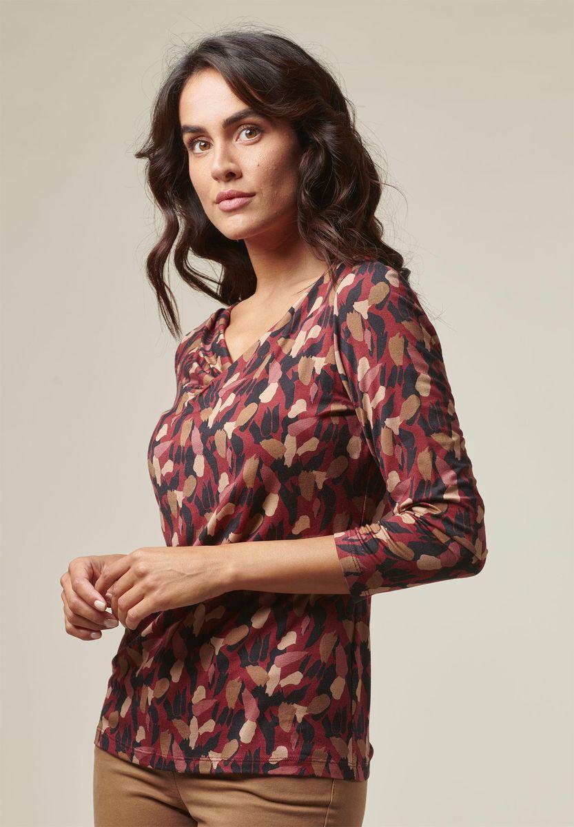 Angelico Blusa vinaccia-beige fantasia foliage Qualità Garantita