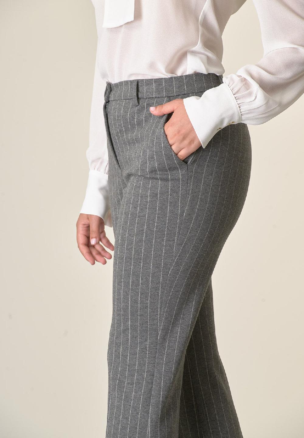 Angelico Pantalone grigio scuro gessato zampa Negozi Online