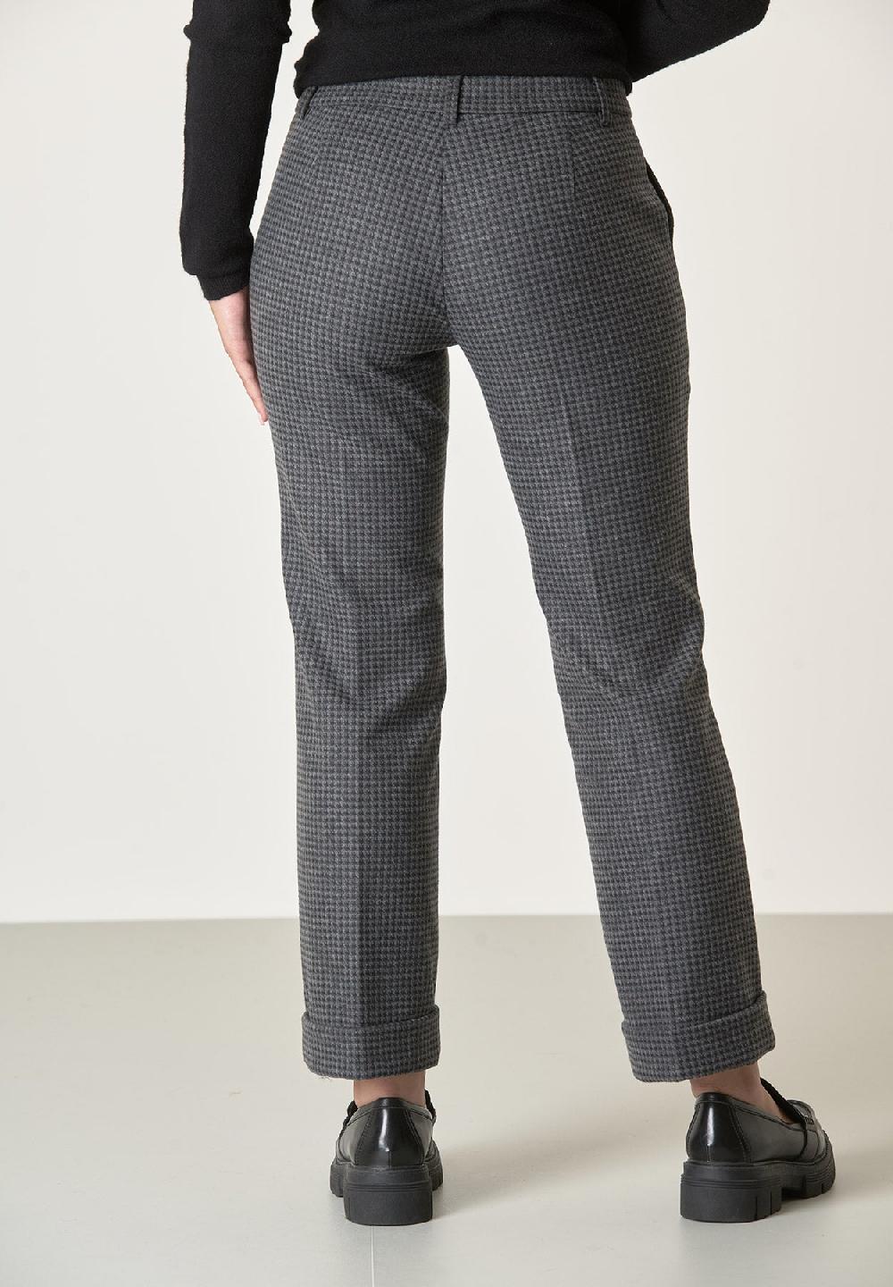 Angelico Pantalone grigio scuro fantasia rombi con risvolto Nuovi prodotti