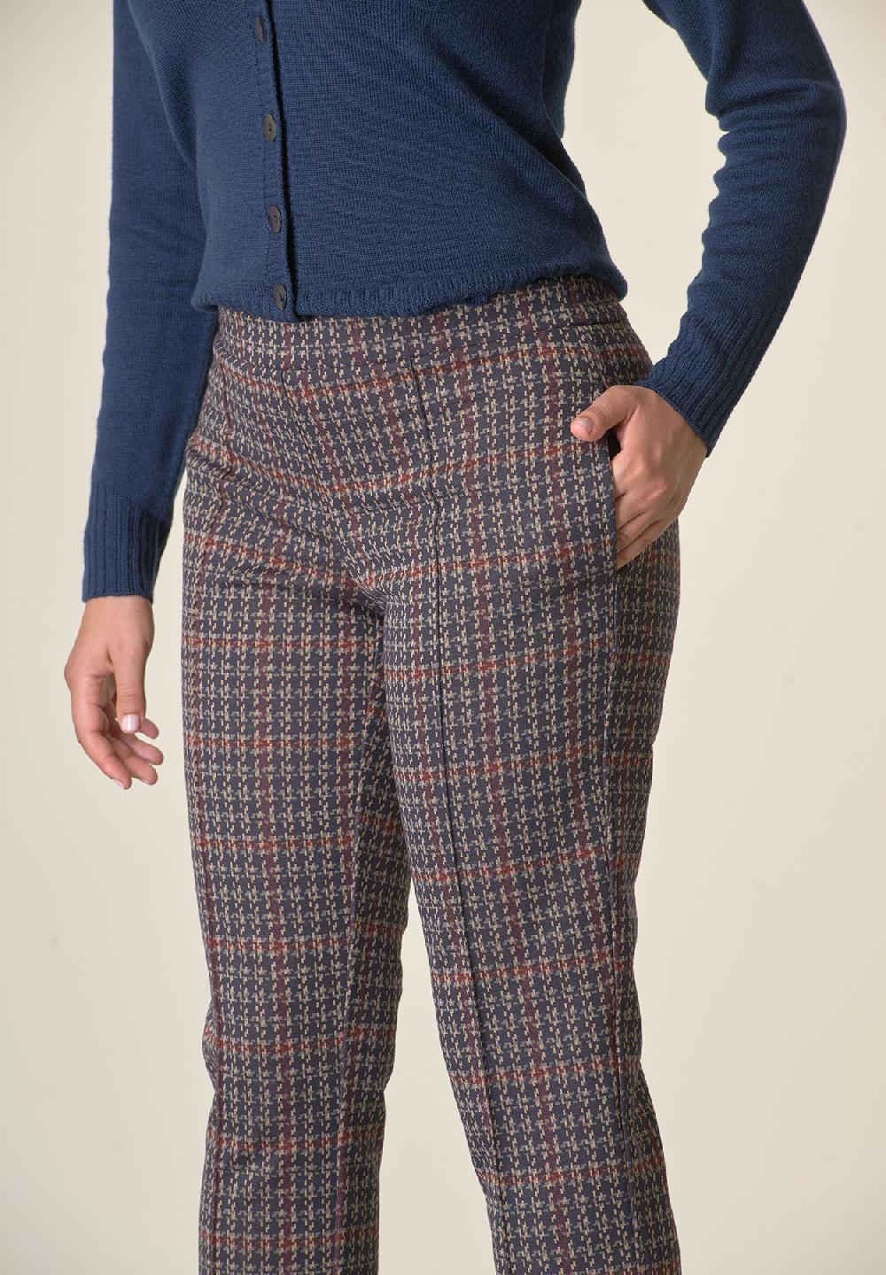 Angelico Pantalone blu fantasia quadri risvolto Shopping Online