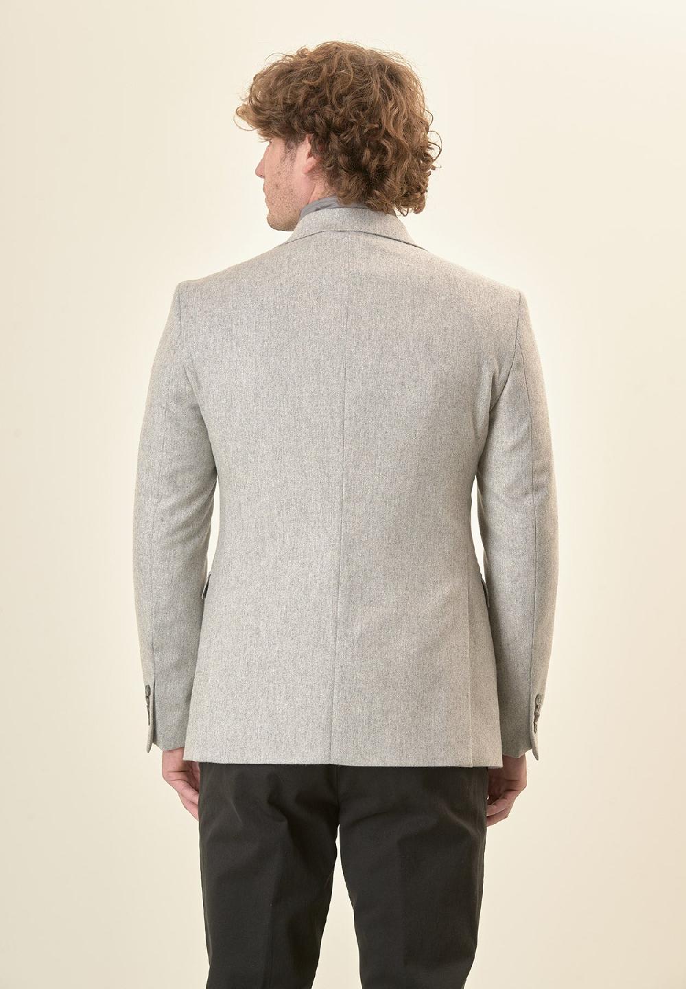 Angelico Giacca grigio chiaro pettorina misto lana custom fit Presa