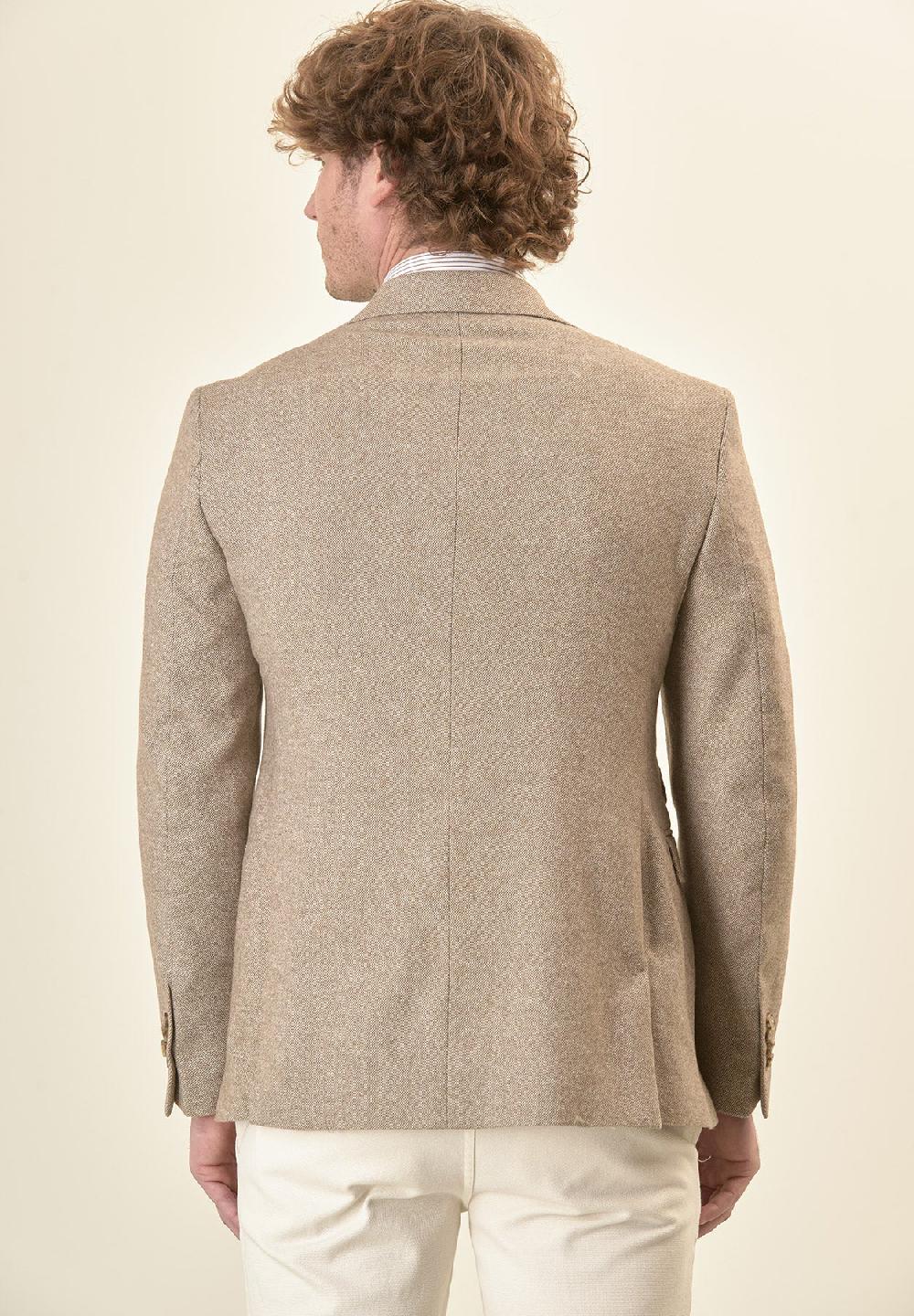 Angelico Giacca beige knickerbocker misto lana custom fit Offerta