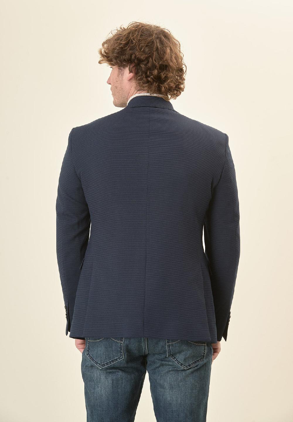 Angelico Giacca blu jersey armaturato custom fit Online