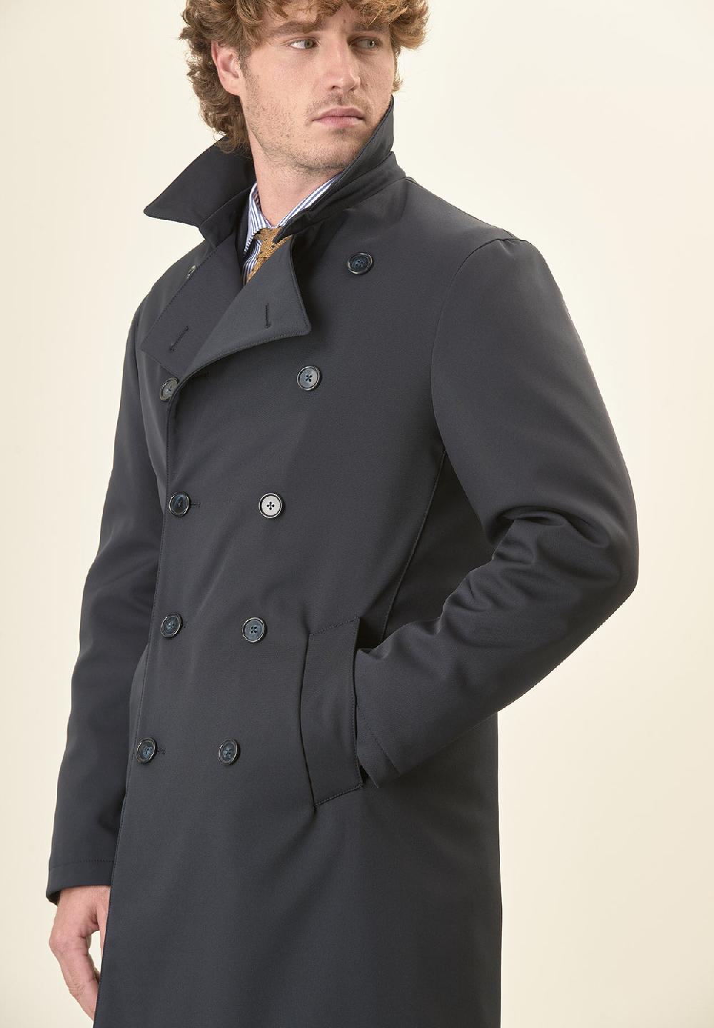 Angelico Trench blu doppiopetto con cintura Outlet