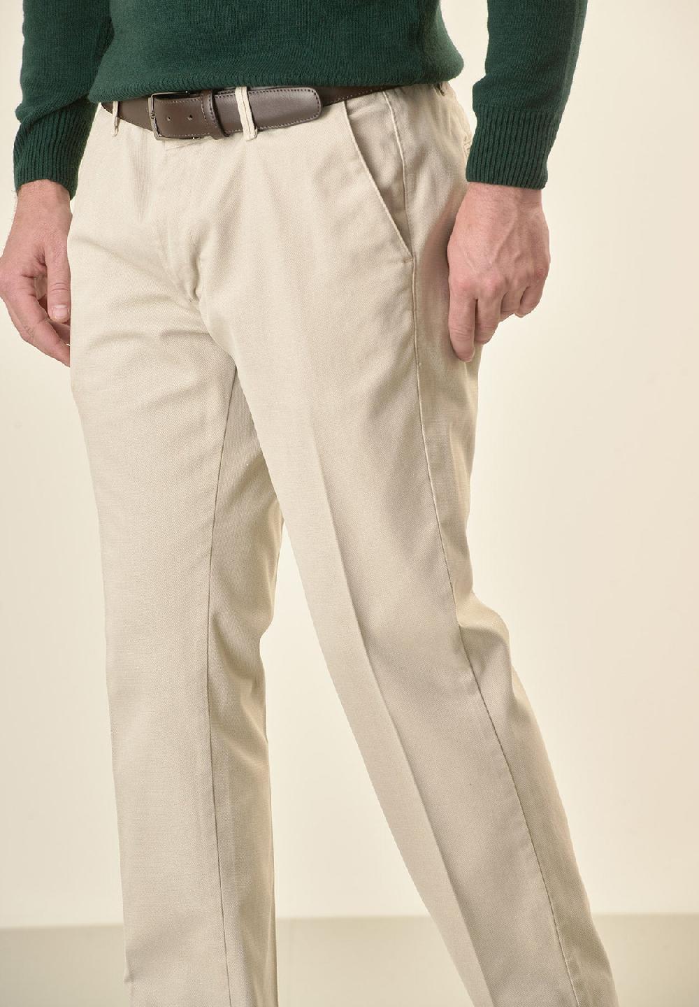 Angelico Pantalone avorio armatura cotone stretch slim fit Vendita Calda