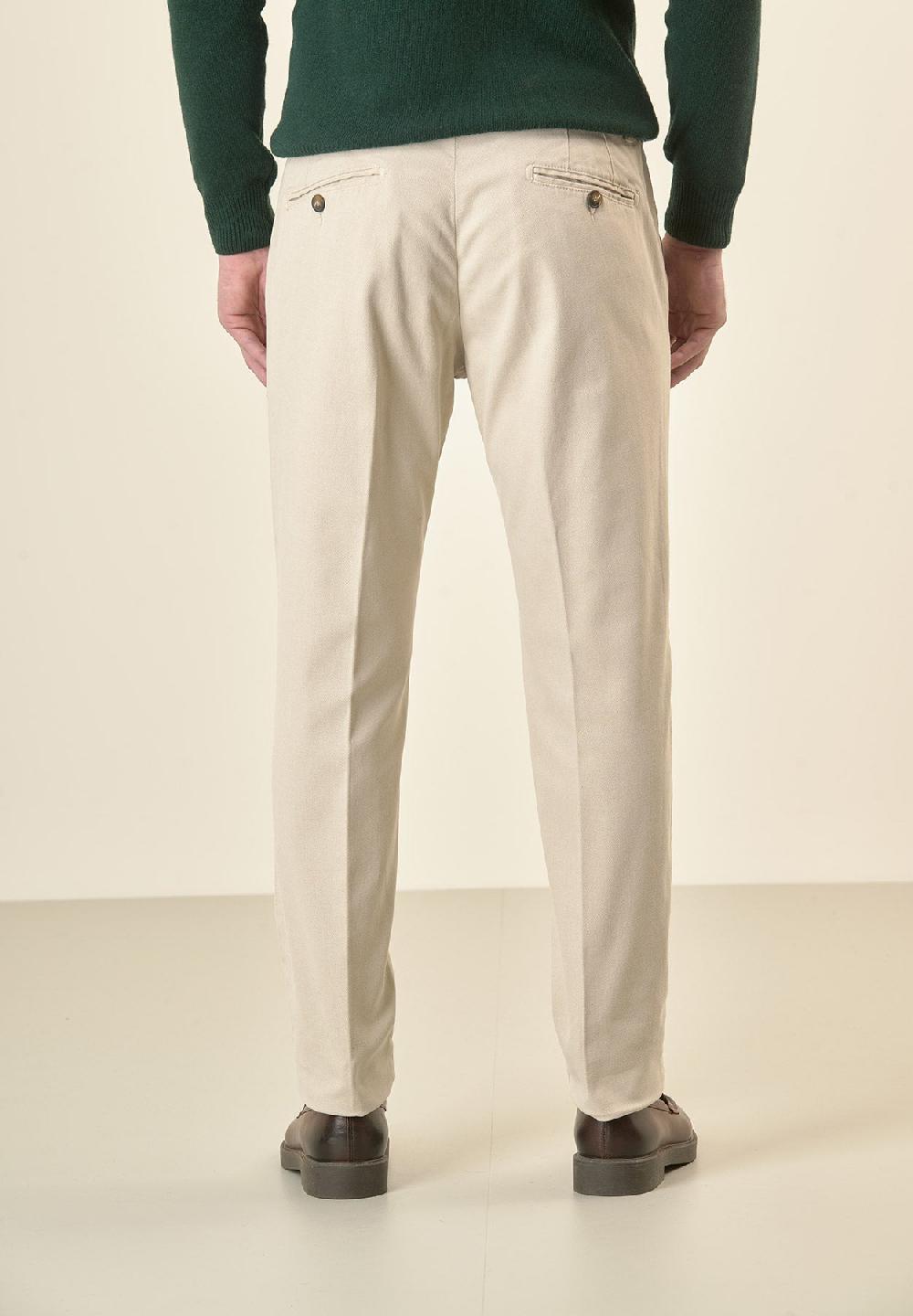 Angelico Pantalone avorio armatura cotone stretch slim fit Vendita Calda