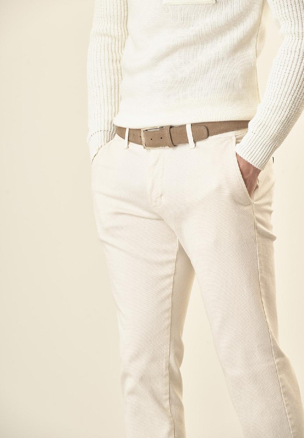 Angelico Pantalone panna microstruttura cotone stretch slim fit I Più Venduti
