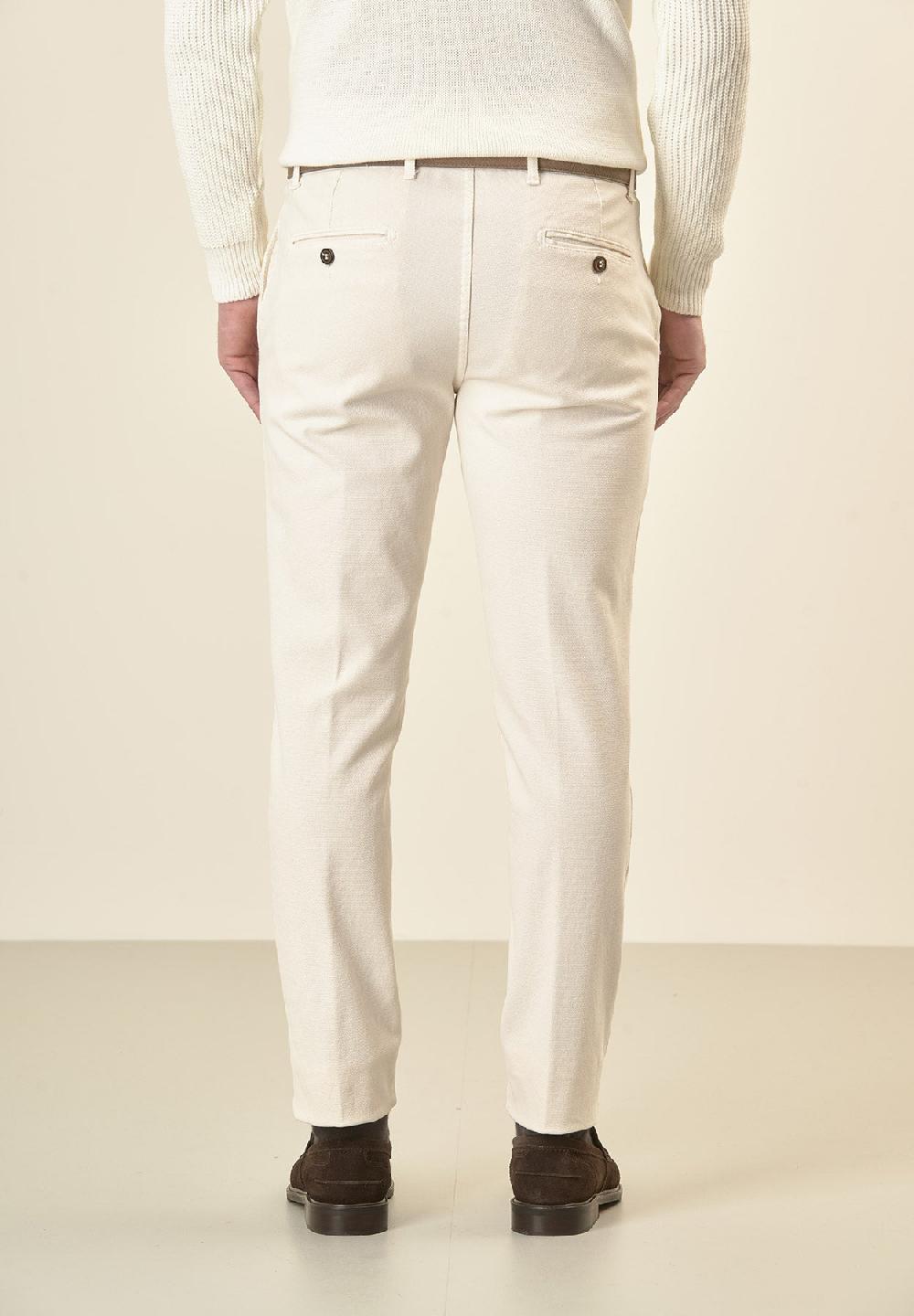 Angelico Pantalone panna microstruttura cotone stretch slim fit I Più Venduti