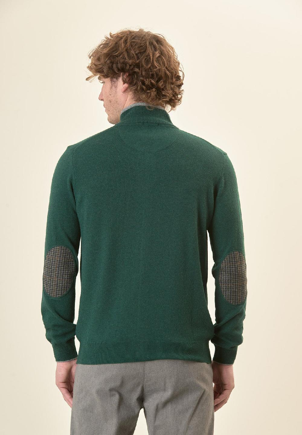 Angelico Giacca zip verde toppe misto cashmere Negozio