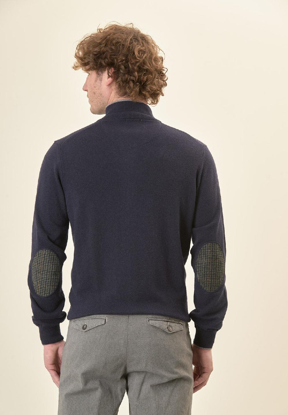 Angelico Giacca zip blu navy toppe misto cashmere Nuova