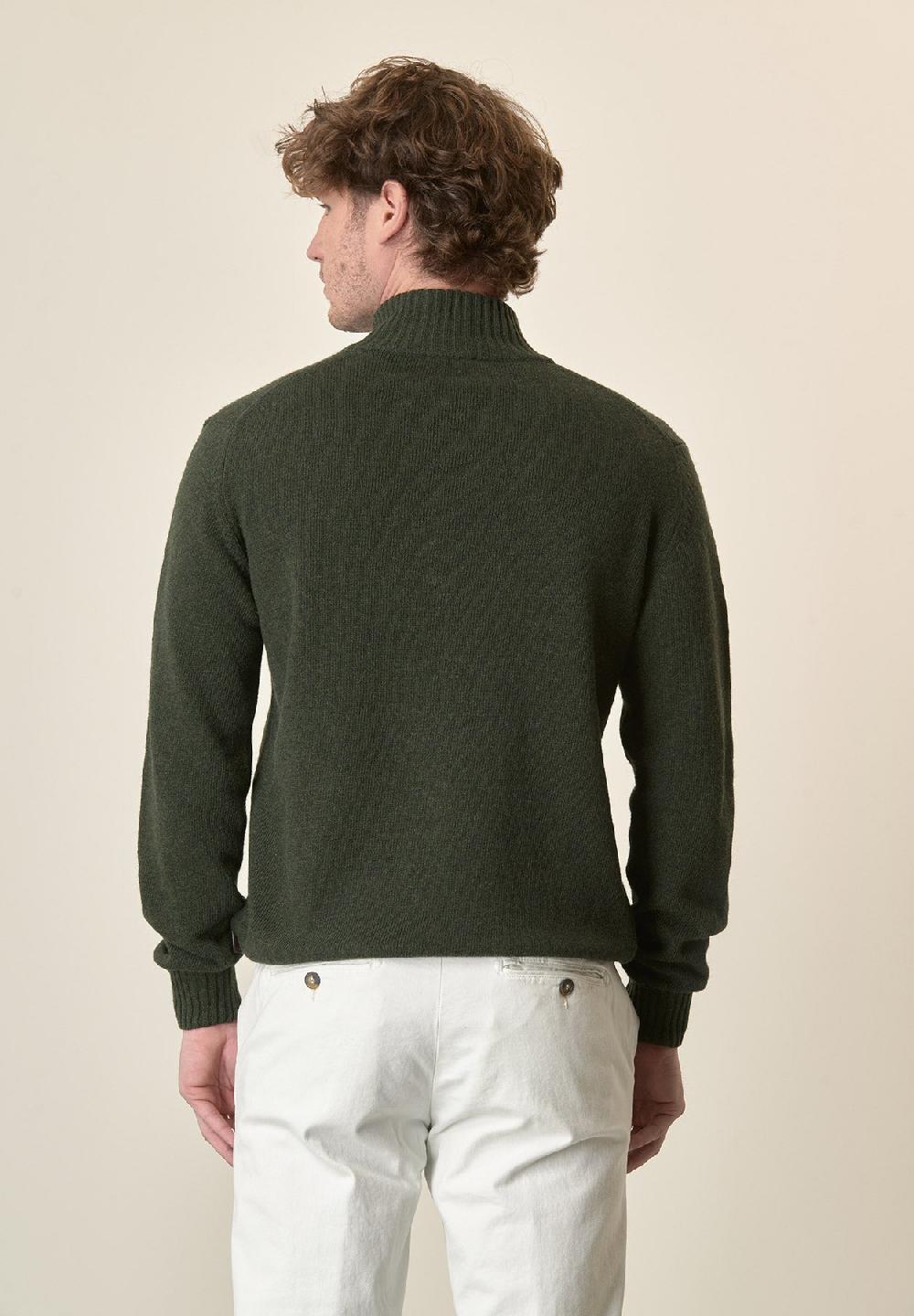 Angelico Lupetto zip verde misto lana Italy