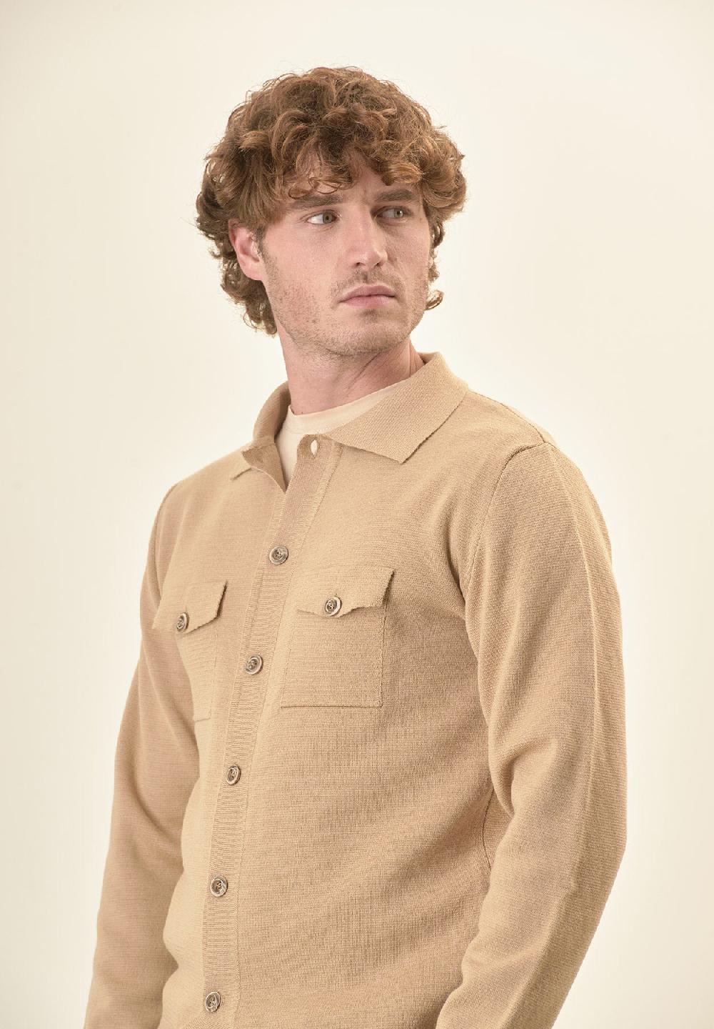 Angelico Giacca beige punto milano bottoni Italia