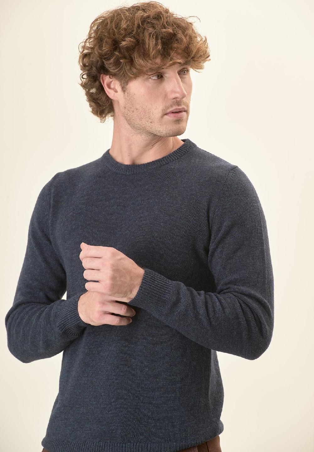 Angelico Girocollo blu denim misto cashmere Nuovo