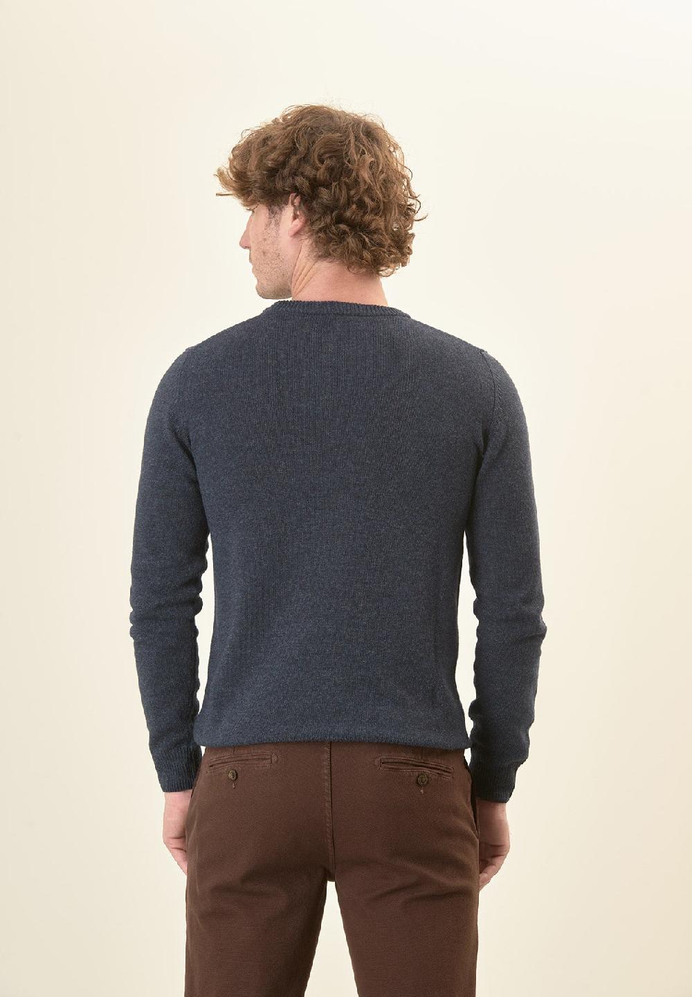 Angelico Girocollo blu denim misto cashmere Nuovo