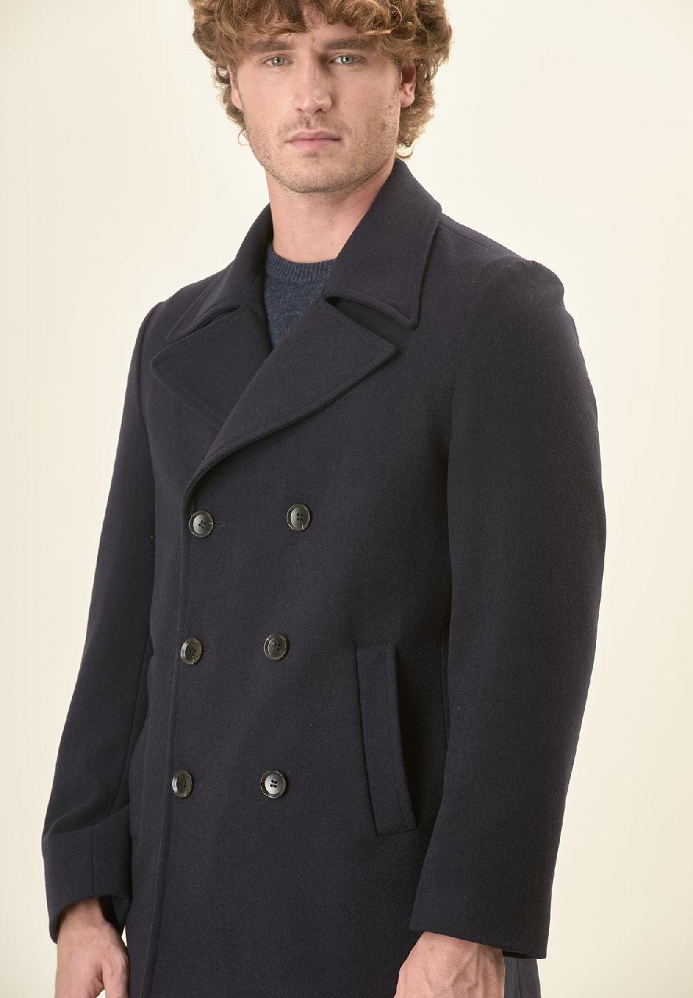 Angelico Peacoat blu doppiopetto misto lana Vendita