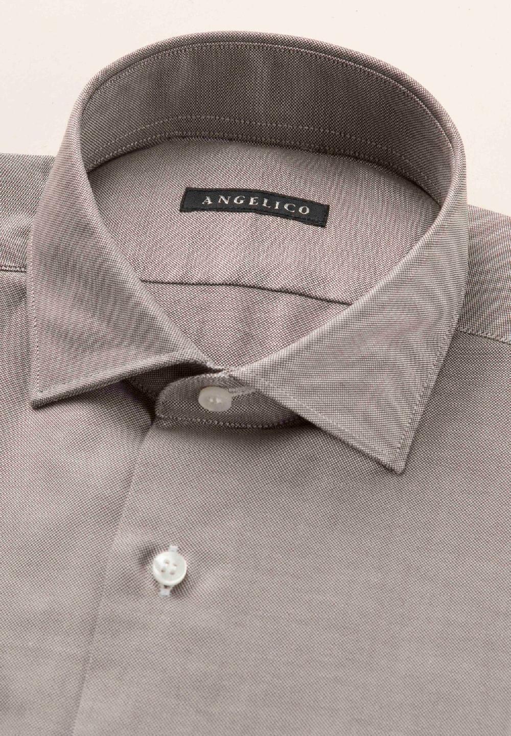 Angelico Camicia marrone oxford cotone slim fit Fino Al -60%