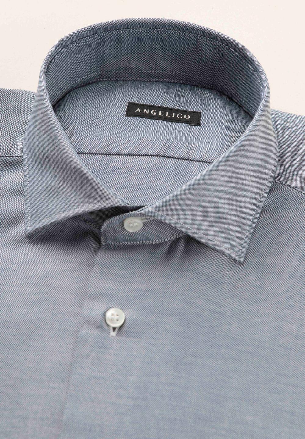 Angelico Camicia blu oxford cotone slim fit Shopping Online