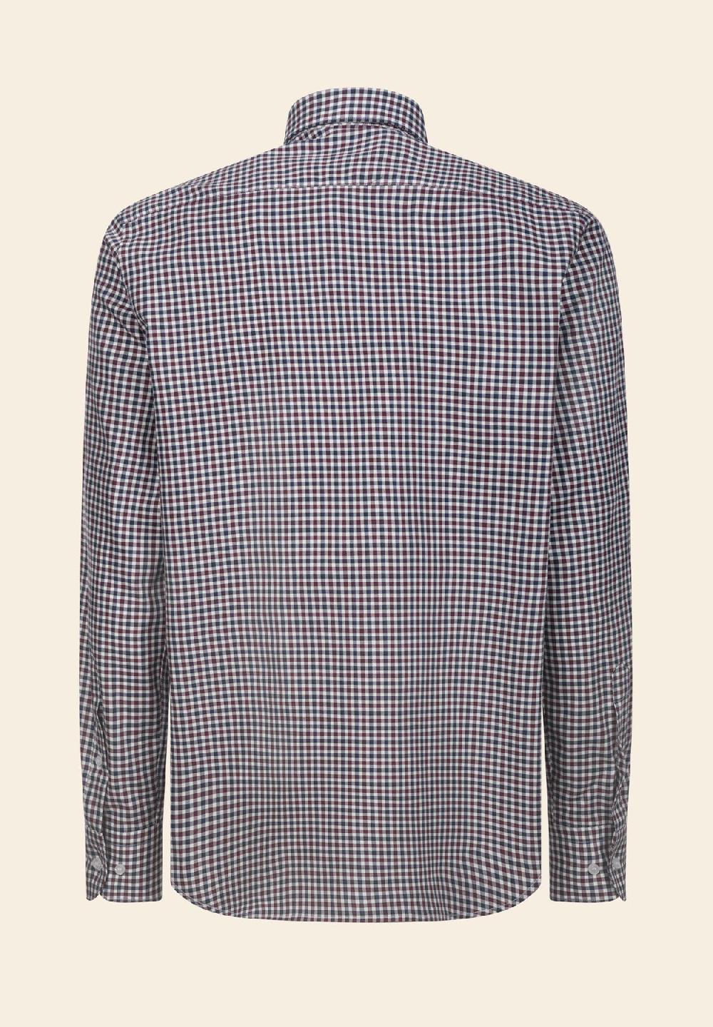 Angelico Camicia blu bordeaux quadretto cotone regular fit Prezzo Ridotto