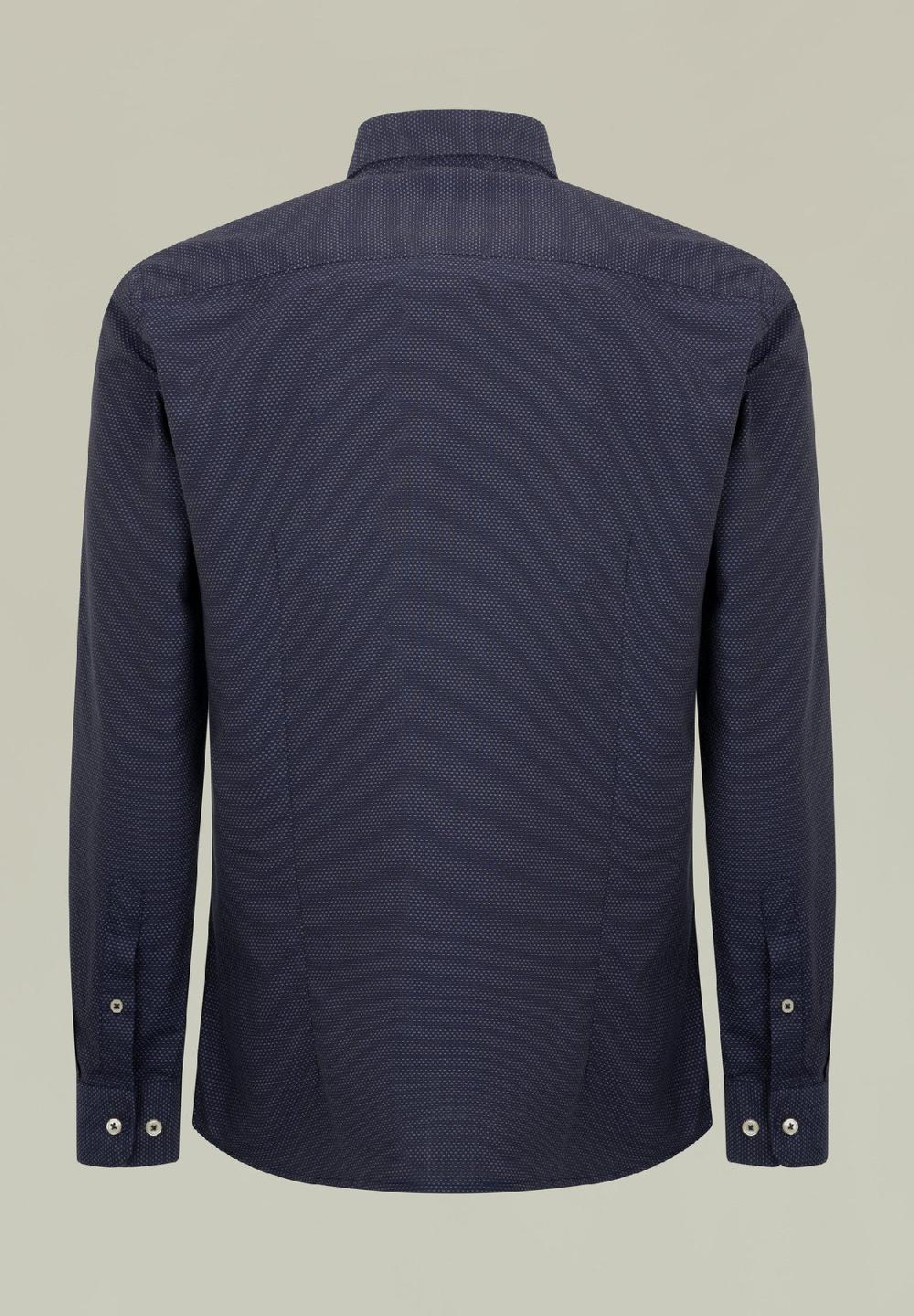 Angelico Camicia blu microdisegno jaquard regular fit Consegna Veloce