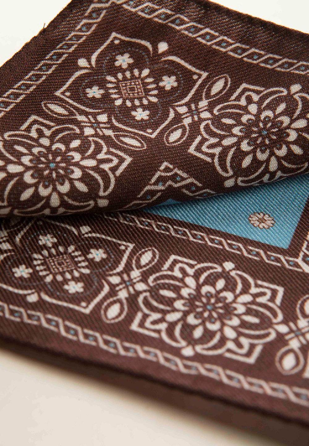 Angelico Pochette moro celeste fantasia fiorata lana Offerte