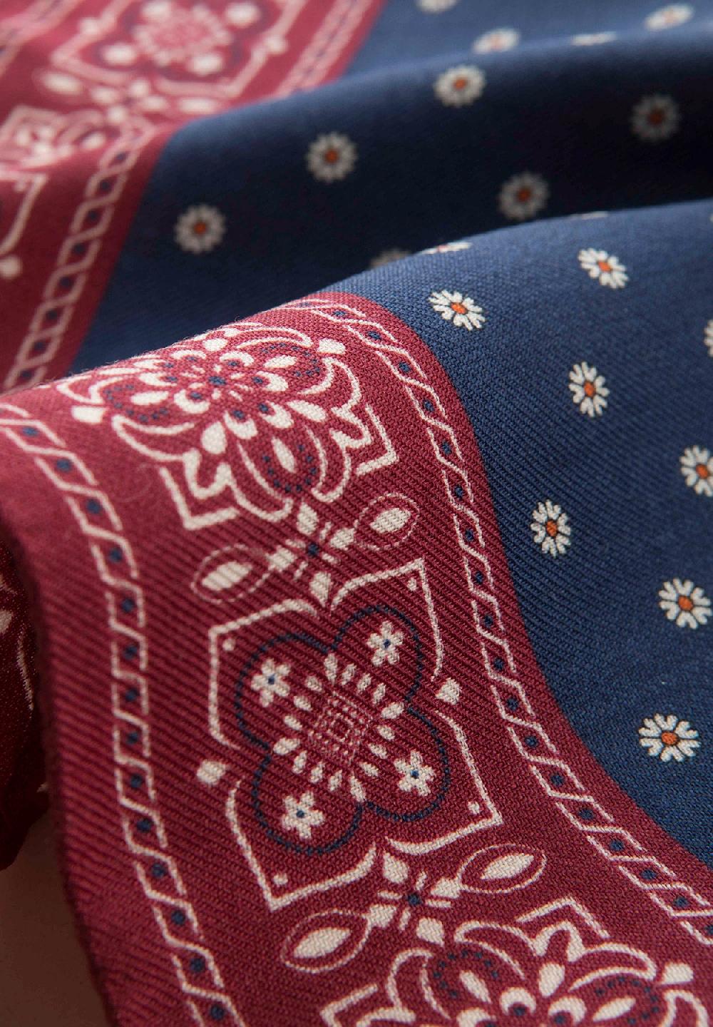 Angelico Pochette blu bordeaux fantasia fiorata lana Hotsell