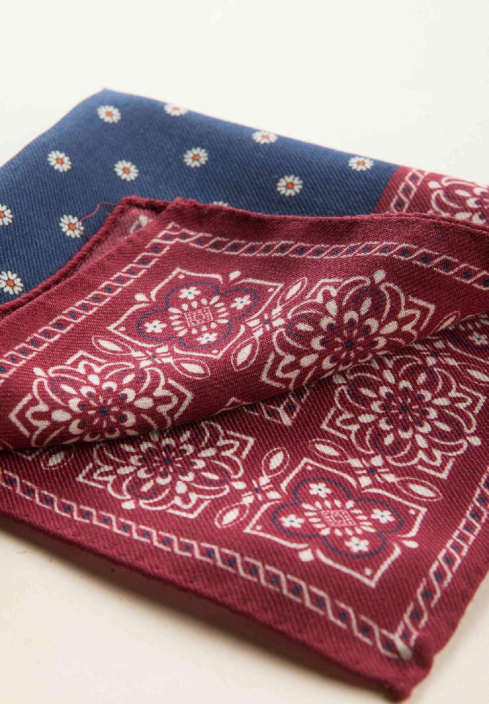 Angelico Pochette blu bordeaux fantasia fiorata lana Hotsell
