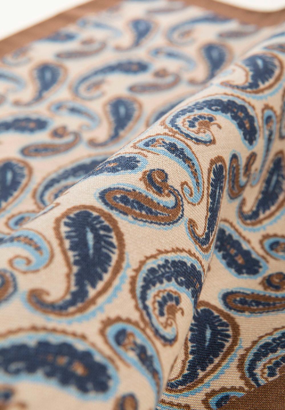 Angelico Pochette beige blu fantasia cashmere lana Vendita Calda