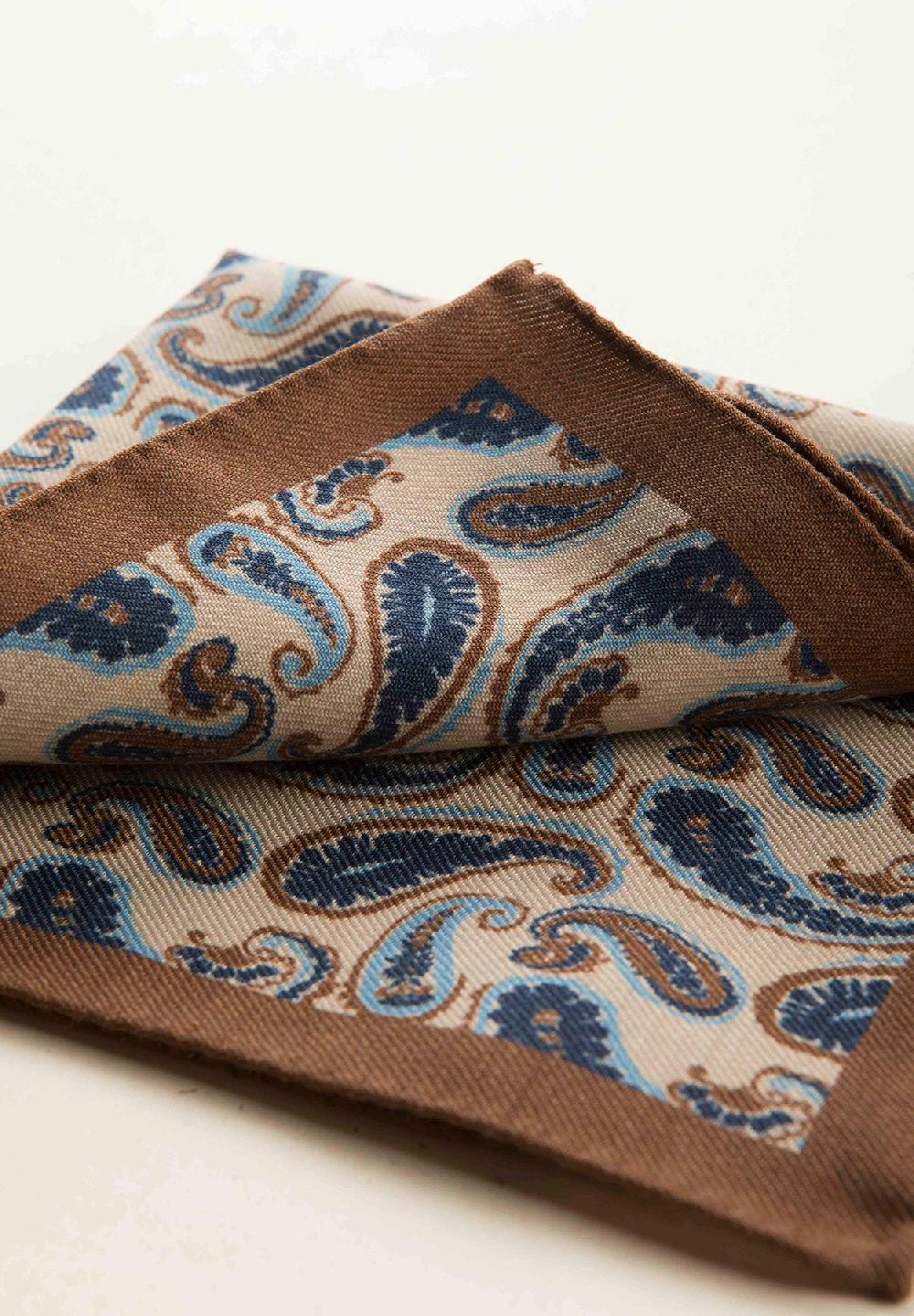 Angelico Pochette beige blu fantasia cashmere lana Vendita Calda