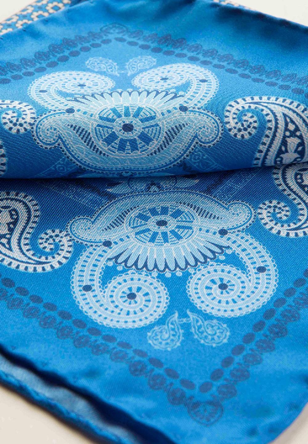 Angelico Pochette celeste azzurra fantasia cashmere seta Presa