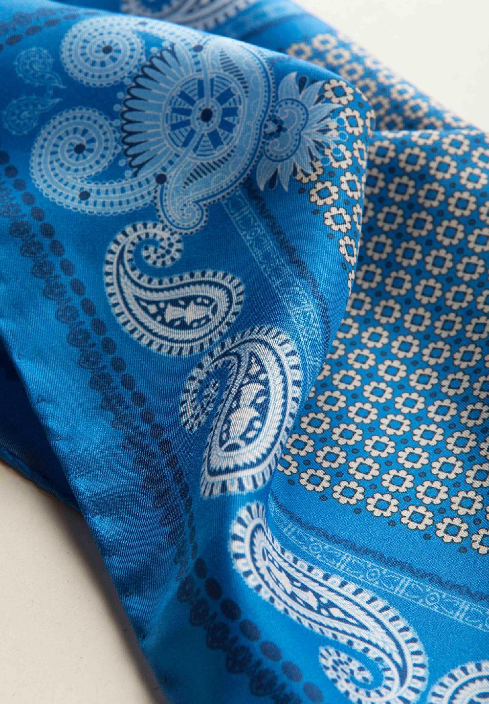 Angelico Pochette celeste azzurra fantasia cashmere seta Presa