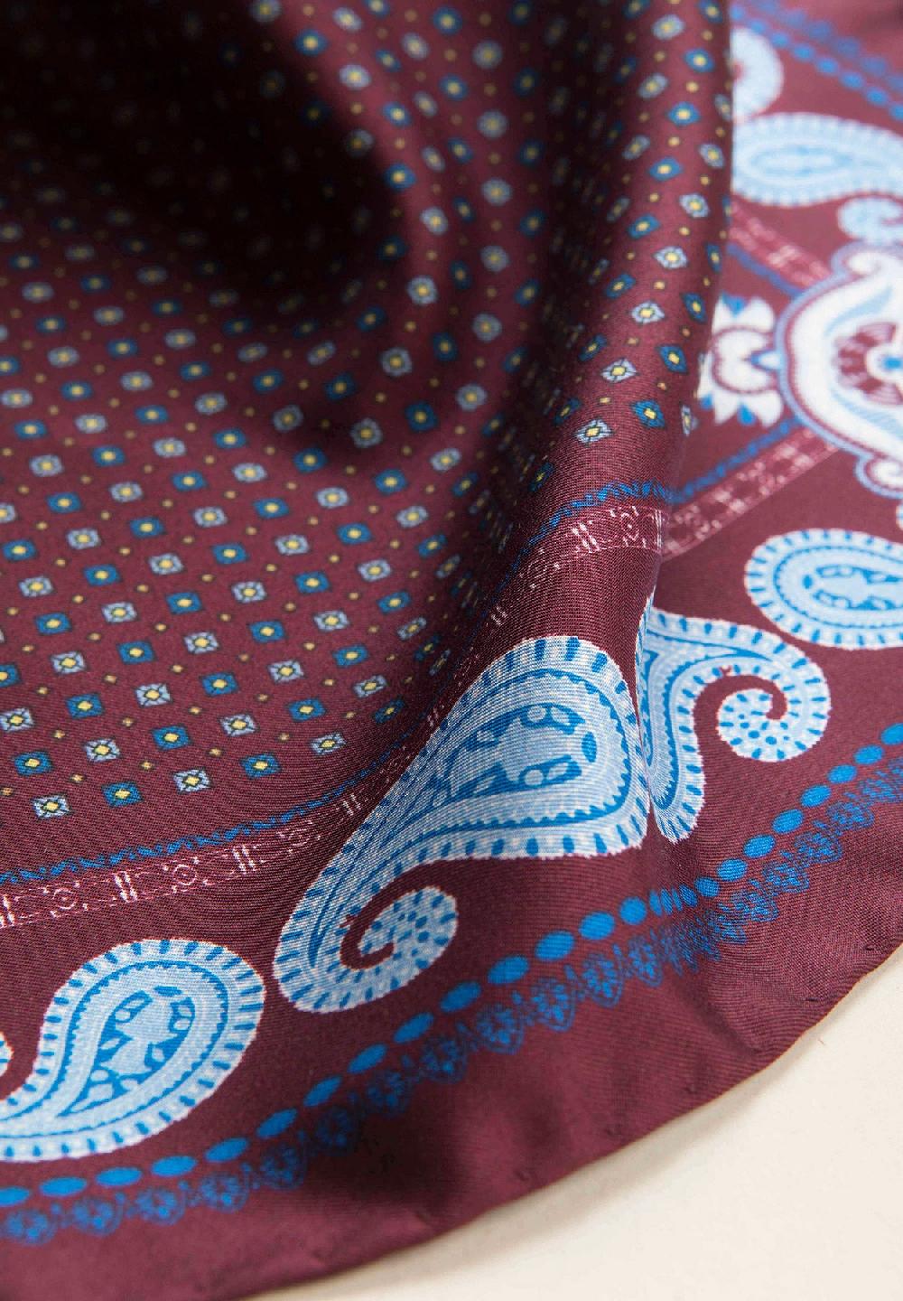 Angelico Pochette bordeaux azzurra fantasia cashmere seta Sconto