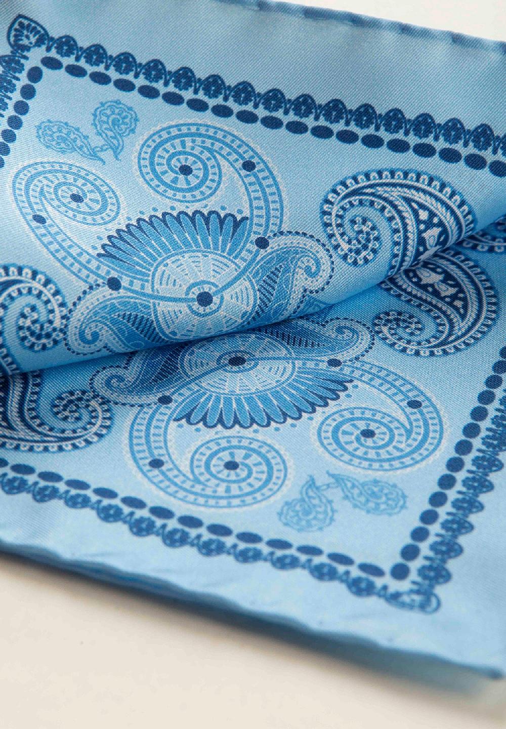Angelico Pochette azzurra blu fantasia cashmere seta Negozio