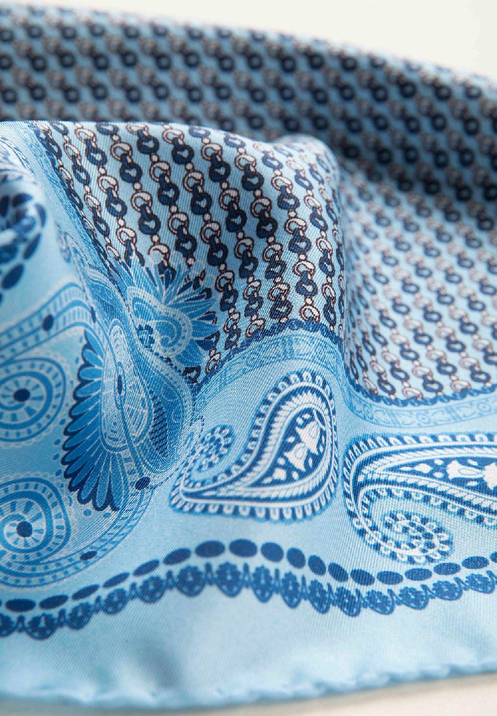 Angelico Pochette azzurra blu fantasia cashmere seta Negozio