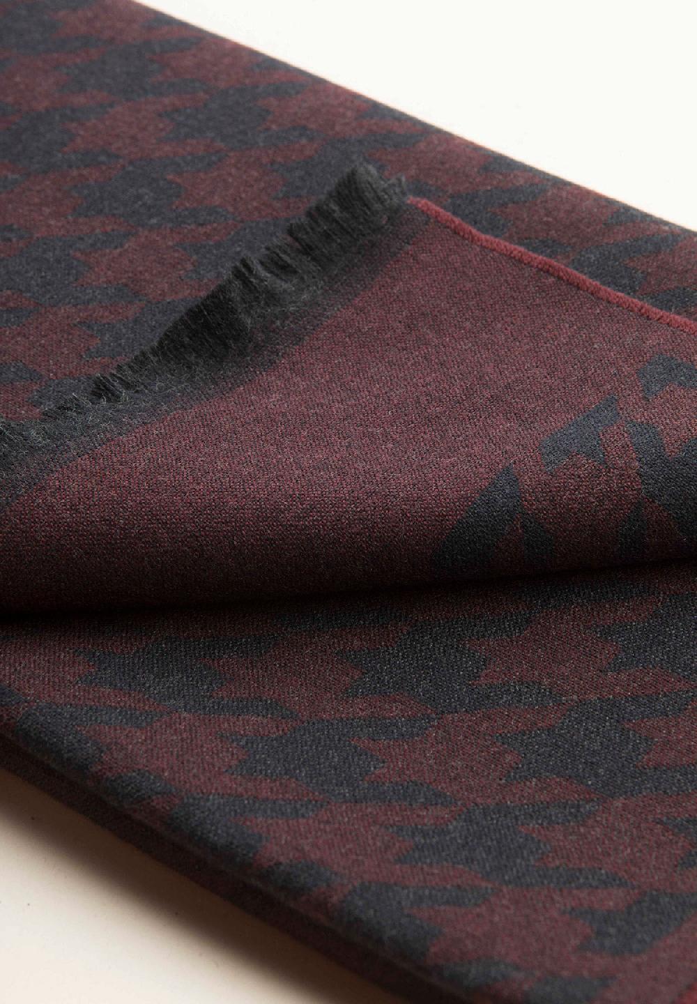 Angelico Sciarpa blu bordeaux pied de poulè lana vergine 2025