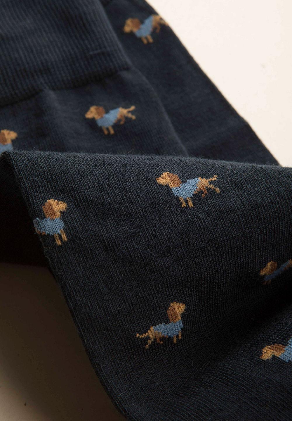 Angelico Calza blu scuro fantasia cani cotone stretch Consegna Veloce
