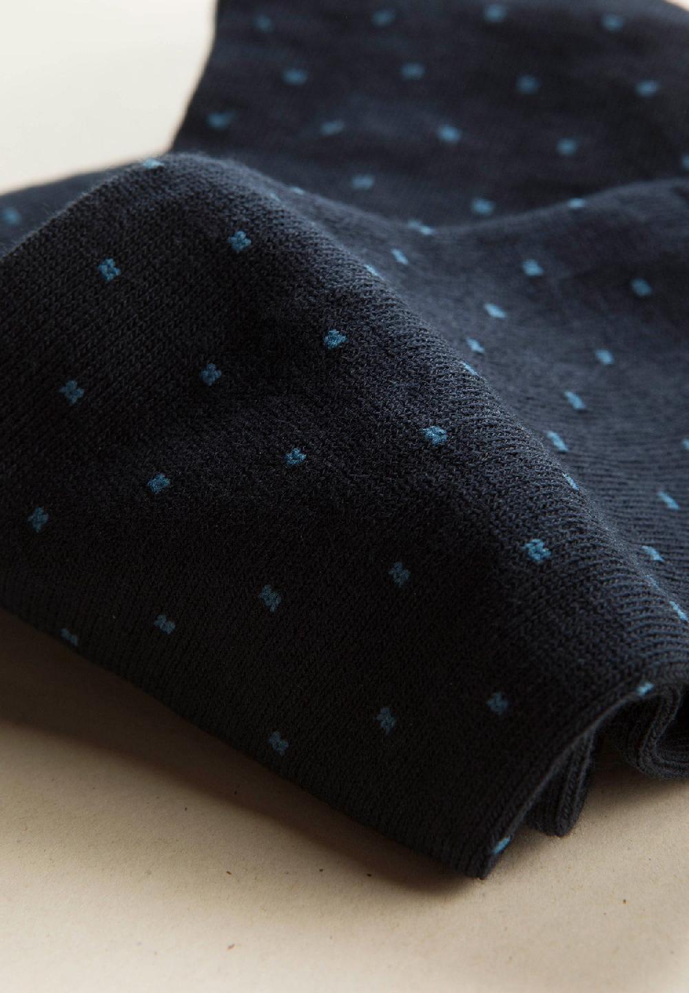 Angelico Calza blu scuro micro pois cotone stretch Promozione Limitata