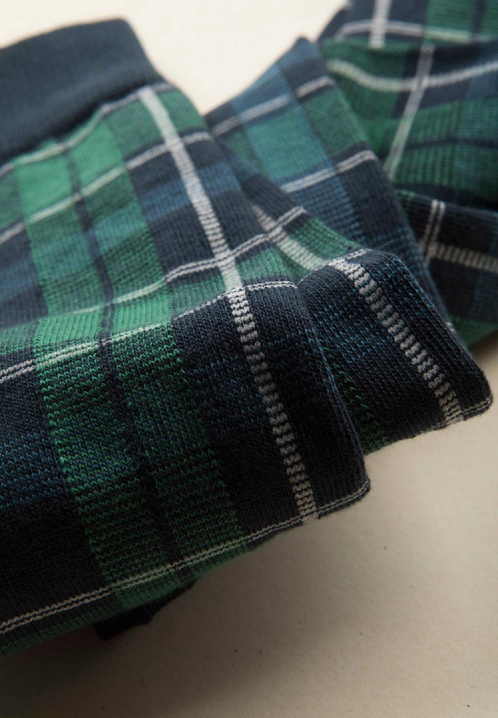 Angelico Calza blu quadri verdi cotone stretch Prezzo Ridotto